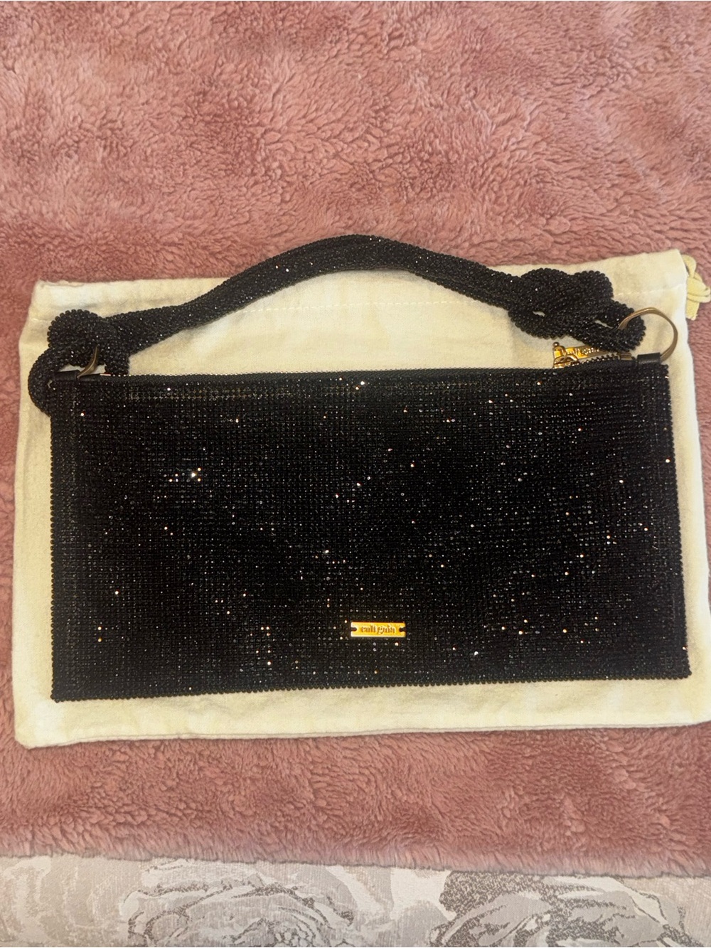 Cult Gaia Hera Nano Black Rhinestone Shoulder Bag